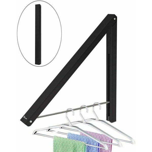 Retractable Wall Mounted Clothes Rack with Folding Hanger