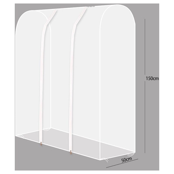 Halvgennemsigtig Tøjstang Betræk med Stærk Lynlås og Dokumentlomme Garderobeskjul, Tøjstativ Ikke Inkluderet