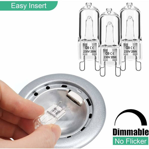 G9 Lyspære 25W 230V Dimbar Varmt Hvit, G9 Halogen Lyspære 300°C Toleranse, G9 Ovn Lyspære for Mikrobølgeovn Komfyr Taklamper, Pakke med 12