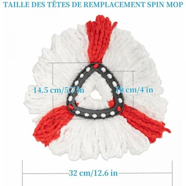 3-pack (röd) av påfyllningsmopphuvud kompatibelt med Vileda-mopphuvud/Turbo-kompatibelt Vileda 2-i-1-mopp Turbo4 -