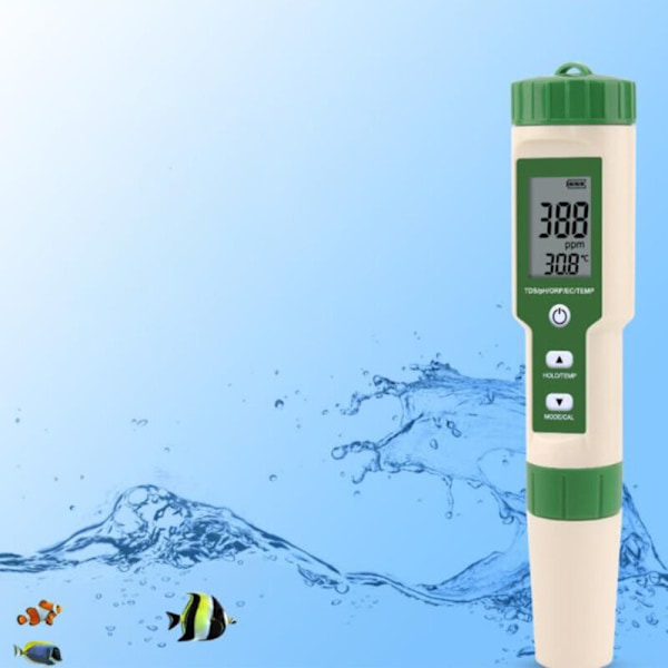 5-i-1 Vattenkvalitetsanalysator PH/TDS/EC/ORP/TEMP Testpen Surhetsmätare Lämplig för Dricksvatten, Saltvatten, Akvarium, Dryck, Hydroponics