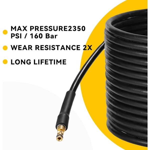 Forlengelsesslange for Kärcher K-serie K2 K3 K4 K5 K6 K7 Karcher høytrykksvasker, 15M Fleksibel Hurtigkobling Erstatningsslange med Messingtupper