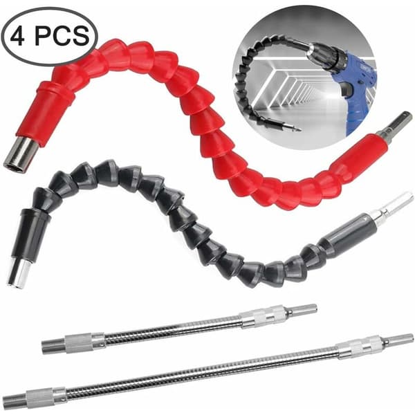 Sett med 4 fleksible borutvidelser for elektrisk drill