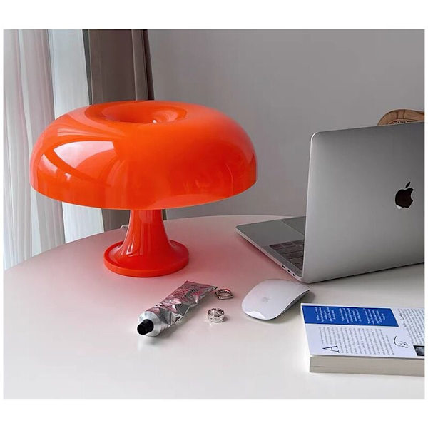 Svampebordlampe Polycarbonat Bordlampe, 4 Gratis LED-lyskilder, Orange, AAFGVC