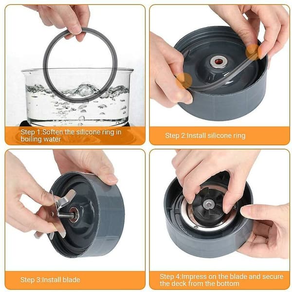 Rustfrit knivbase i rustfrit stål, reservedel til Nutribullet juicerpakninger, NutriBullet reservedele og tilbehør med 6 finner til NutriBull