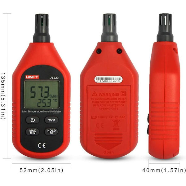 Mini LCD Digital Termometer Hygrometer Lufttemperatur och Fuktighetsgivare med Max Min Display (Svart och Röd)