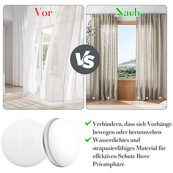 10-pack Magnetiska Gardinvikter för Badrumsgardin, Duken, Duschgardin, Vindskyddande Magnetisk Hängare, Vit