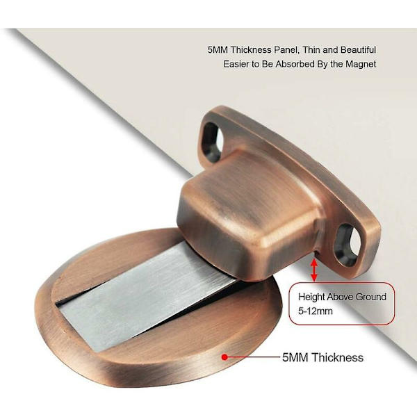Voimakas Magneettinen Metalli Raskasluokan Ovenpysäyttäjä 3M Lattiaan Kiinnitettävillä Piilotetuilla Liima-ruuveilla, 1 Kpl, Punainen Pronssi