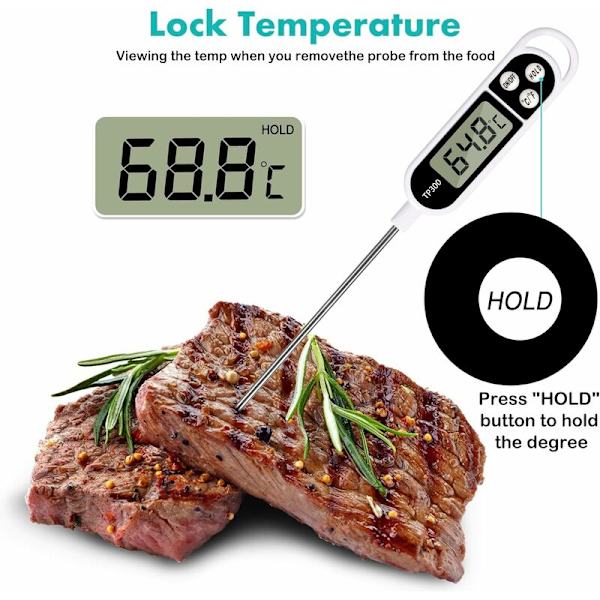 Kjøttsonde, Kjøkkentermometer, Digital Instant Read Matlagingstemperaturmåler med Stor LCD-Skjerm ℉/℃-knapp