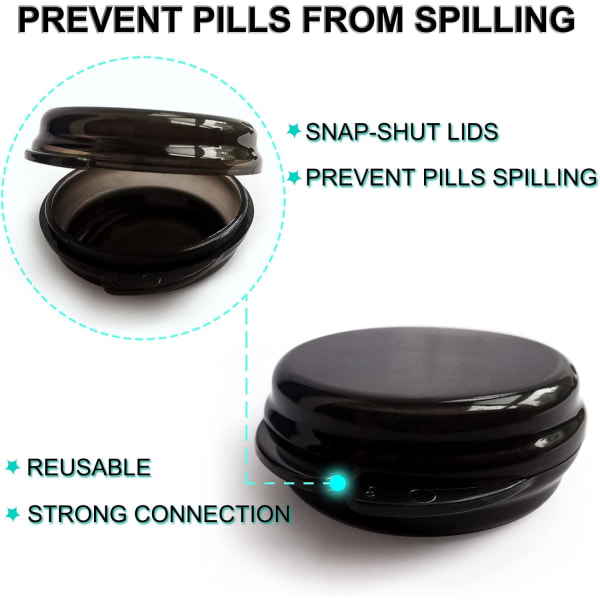 Liten pilleboks (3-pakning), daglig mini pilleboks oppbevaringspose, bærbar lommeboklomme, reisepilleboks medisinoppbevaringsbeholder ørepluggboks (svart)