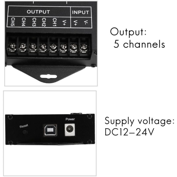 Tc420 Ohjelmoitava Rgb Led Ajastime Ohjain Dc4V-24V 5 Kanavan Led Ajan Himmennin