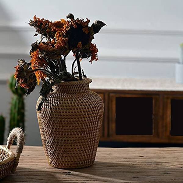 Rattanflätad vas konstvas mode bordsdekoration växter blomkruka trendig blomkruka för heminredning
