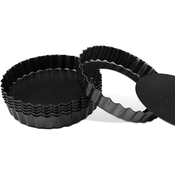 Sæt af 12, 4 tommer Non-Stick Quiche Pan AU Stål Quiche Pan med Aftagelig Bund til Madlavning og Bagning