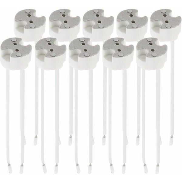 Sæt med 10 GU5.3 fatninger - GU5.3 eller MR16 fatning - Holder med 12V kabel - Til pærer som LED halogen spot