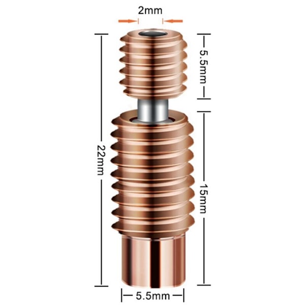 3 kpl Täysmetalli V6-Crazy Heat Cutter Kupari ja Ruostumaton Teräs 3D-tulostimen Suutin Kaula V6 HOTEND Lämmittimen Lohkolle 1.75Mm