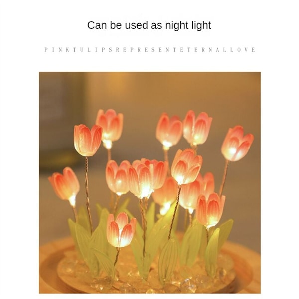 Håndlaget nattlys DIY tulipan jente stue nattlys skrivebordslampe romantisk atmosfære lampe-blå