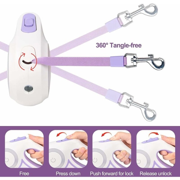 Retractable Koiran Taluttime, Yhden Napin Helppo Jarru ja Lukko Laajennettava Koiran Taluttime LED-taskulampulla(M, Köyden Pituus 5M, Vihreä)