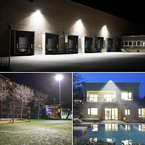 LED-Utomhusbelysning med rörelsesensor - 10W, 3000K IP66 Vattentät LED-Spotlight - Utomhus för Trädgård, Garage, Innergård - Varmvit, 10 Watt
