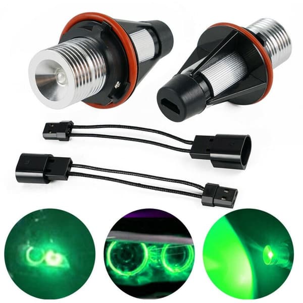 7000K vihreät LED-polttimot Halo Marker Eyes D' for E39 E53 E60 E63 E64 E66 E87 5 6 7 X3 X5 [2 kpl sarja]