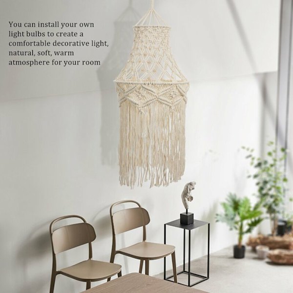 Macrame Lampskärm Hängande Pendellampa Skydd Modern Kontor Sovrum Vardagsrum Barnkammare Sovsal Bohemisk Dekoration