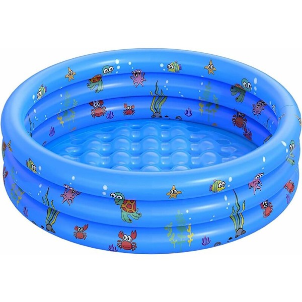 Uppblåsbar vadderad pool, liten rund hopfällbar PVC-barnpool för familjedusch, bärbar badkar i vattenlekcenter fiske (100CM)-