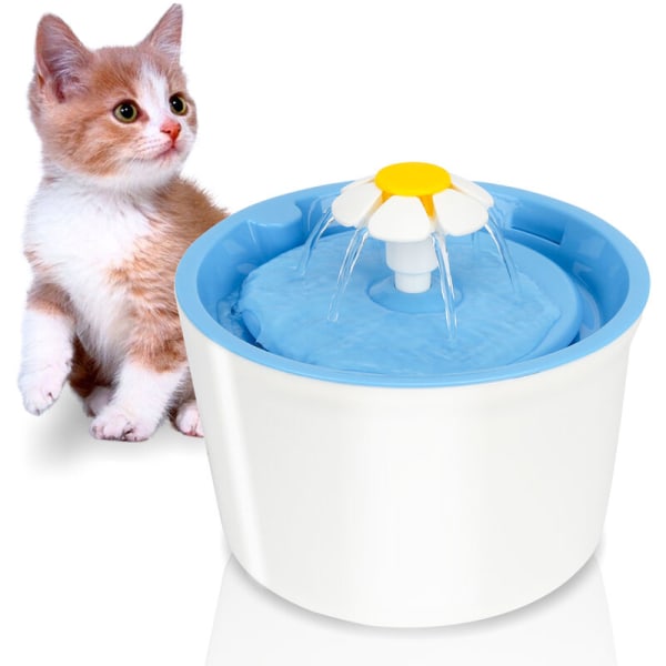 Hengda vannfontene for katthund, automatisk avstengning av vanndispenser med filter 1,6L