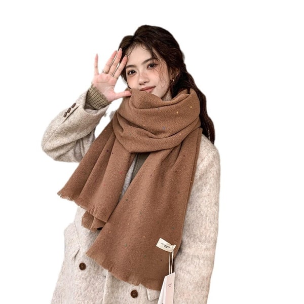 Ren färg prickscarf Maillard retro litterär blandad varm vindtät halsduk enkel sjal i koreansk stil