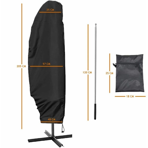 Vandafvisende og UV-beskyttende cover til offset parasol 205 x 48 57 25 cm Sort