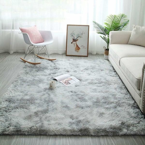 Sovrumsmatta Modern Vardagsrumsmatta Mjuk Fluffig Lång Lugg Matta Extra Mjuk och Bekväm Matta Tjock Fluffig Inomhus Halksäker Matta för Vardagsrum (Grå