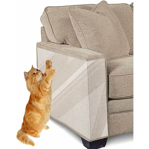 Anti-Ridse Tape til Katte, 8 Stykker Møbelbeskyttelse, Dobbeltsidet Transparent Anti-Ridse Træningstape Ark til Katte - Sofa, Dør, Vægge, C