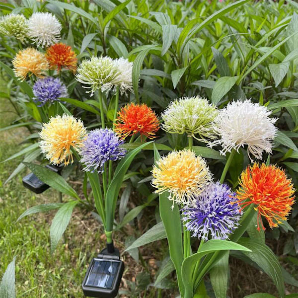 4 stk dekorative utendørs solcellelamper, 5 solhoder svingende blomster IP65 vanntette solcellelamper for hage, gårdsplass
