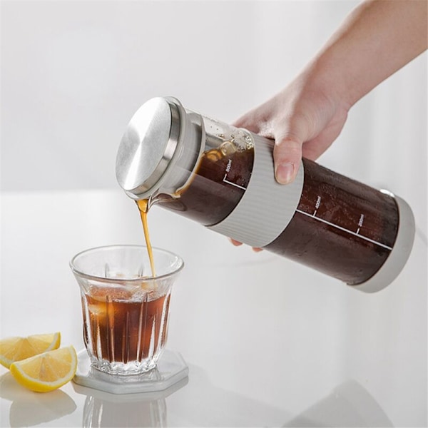 Bærbar lufttett kaldbrygget iskaffemaker, 800 ml kaldbrygget teinfuser, glasskaraffel, kanne