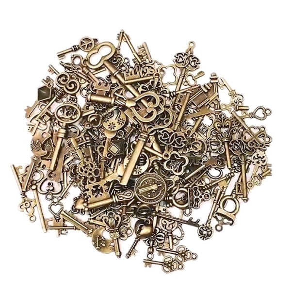 125 kpl Sekalaisia Metalli Retro Antiikkipronssi Vintage Pronssi Vanha Ulkonäkö Koristeelliset Steampunk Avaimenriipukset Riippuva DIY