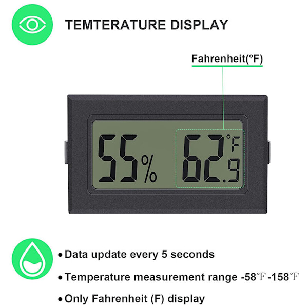 8-pack Mini Termometer Hygrometer LCD-display Elektronisk Digital Termometer Hygrometer Temperatur Fuktighetsmätare