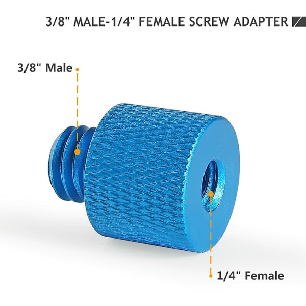 Skrue Adapter 1/4\" Hunn til 3/8\" Hann, 3/8\" Hunn til 1/4\" Hann Skrue for Mikrofonstativ, Stativ Skruegjenger Adapter (Blå)