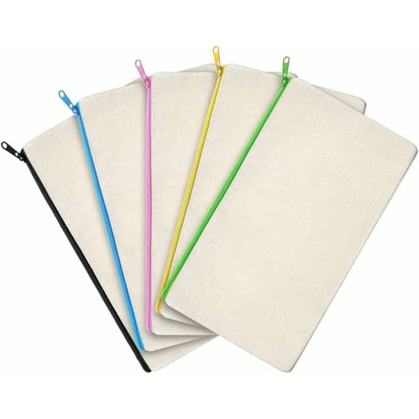 10 st DIY Canvas Kosmetikpåse, Sminkväskor, Canvas Myntplånbok, Canvas Sminkväska, Canvas Förvaringsväska, Anpassade Tygväska - Fei Yu