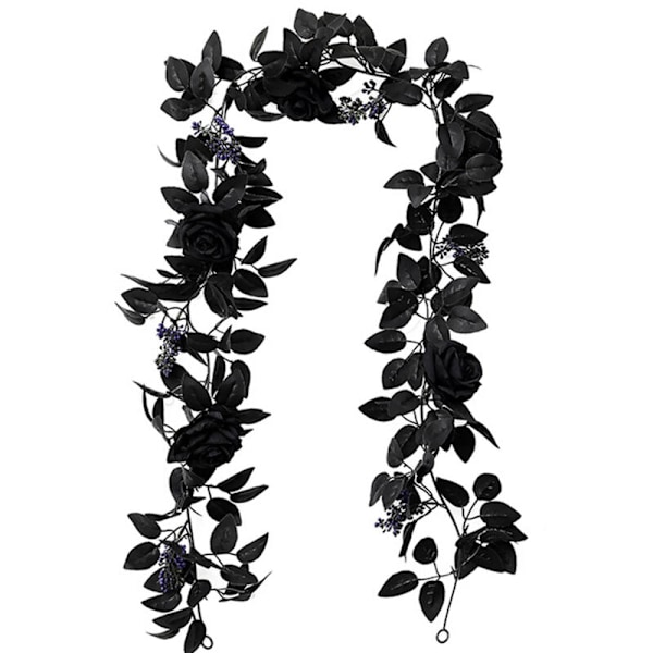 Svart Konstgjord Lönnlöv Girlang Hängande Svarta Höstlöv svarta höstlöv, konstgjord blomma, sidenvinstock, höstskörd, tacksägelse, halloween