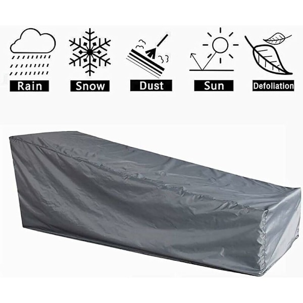 Utomhusstolskydd Långt Överdrag Andningsbart Vattentätt 210D Oxfordtyg för Däckstol Tarp Solstol Solstol 200x70x40x68cm, Grå