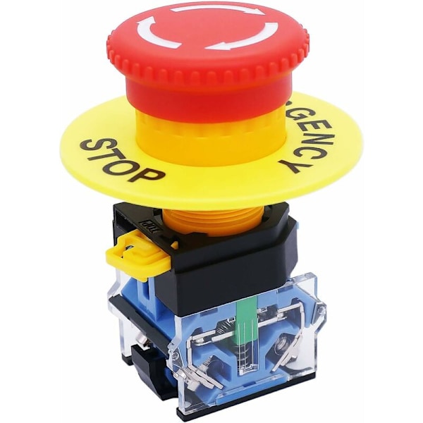 AC 440V 10A Röd Svamp Nödstopp Tryckknappsbrytare 22mm NO NC Tryckknappsbrytare LA38-11ZS