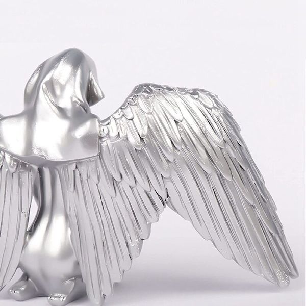 3D-statuedekorasjon Kneeling Cape Statue Uavhengig skulptur Sølv
