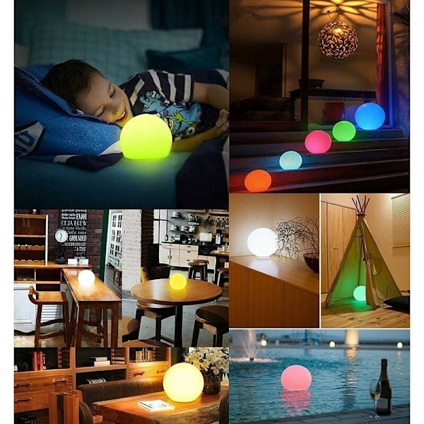 LED Flytende Ball, 3 Tommer Vanntett Nattelys med Fjernkontroll, 16 RGB Farger og Dimbart Nattelys, Meget Egnet for Barn eller Hjemmedekor