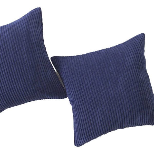 Ryggstödspåslakan 2-pack Dekorativa Randiga Corduroy Rektangulära Kuddfodral Avlånga Kuddfodral för Soffa - 20 x 20 tum Marinblå