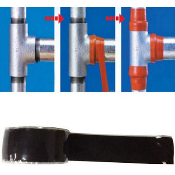 2,5x 3m Itseliimautuva Silikoniteippi (Itseliimautuva), Eristysteippi ja Tiivistysnauha (Vesi, Ilma), 25 mm Leveä, Musta (3 kpl)