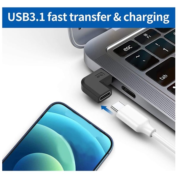 2 kpl/setti 90 asteen oikea kulma USB 3.1 tyypin C urosmuunnin USB-C-sovittimeen älypuhelimille kannettava liitin