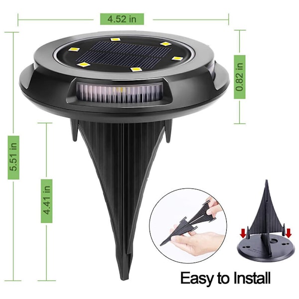 Solcellsmarklampa för utomhus, 10 LED Solcellsmarklampa, Solcellslampa för utomhus, Solcellslandskapsbelysning för trädgård, uteplats, gård, 8-pack