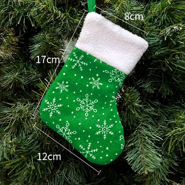 6 Pak 17cm Mini Jule Strømper Glitter Stjerne Print med Plys Cuff Klassiske Strømpe Dekorationer til Hele Familien