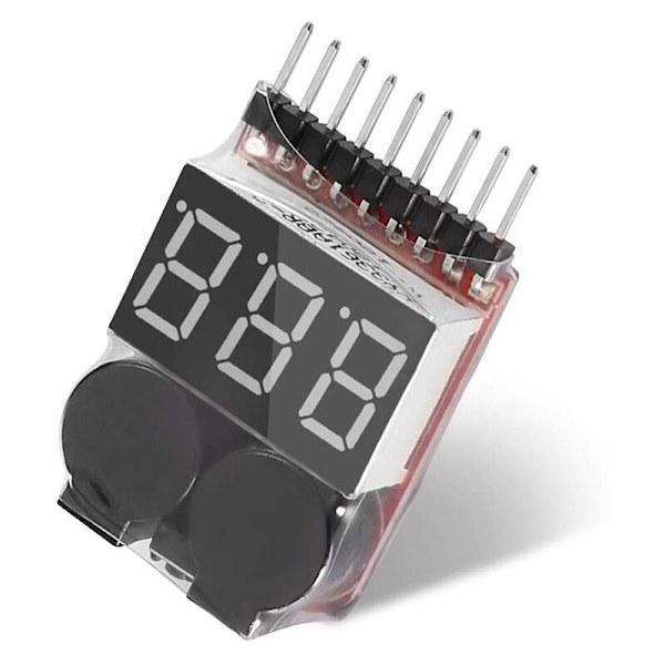 8 st 2-i-1 Lipo-batterispänningstestare Lågspänningslarm Batterikapacitetsindikator Monitor