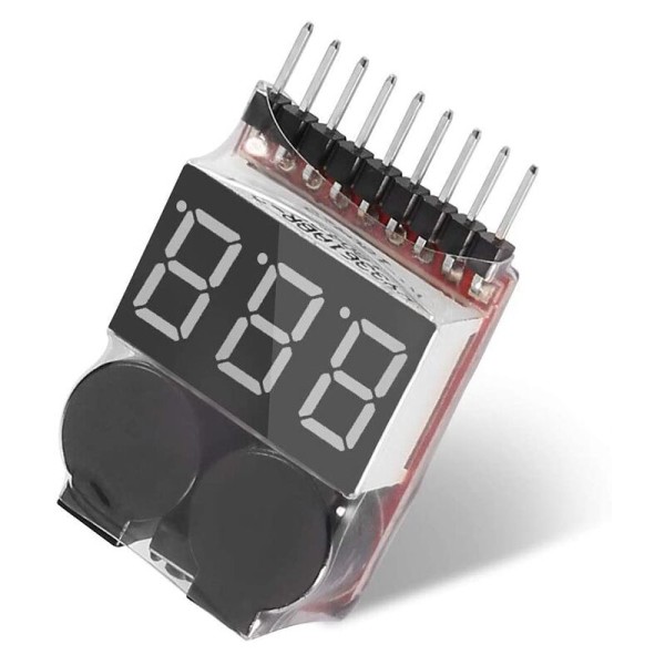 8 stk. 2-i-1 Lipo-batterispændingstester Lavspændingsalarm Batterikapacitetsindikator Monitor