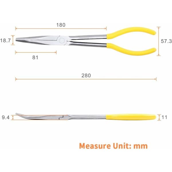 28 cm pitkäkärkiset pihdit - 25 astetta - Pitkäkärkiset pihdit - Sahamutteripihdit