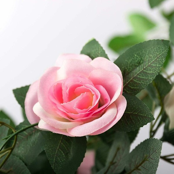 Kunstige Blomsterguirlande Kunstige Rose Vines Falsk Silke Rose Blomster Hængende Girlander 2 Stk 230 cm Udendørs Kunstig Blomst til Hjem Bryllup Gar